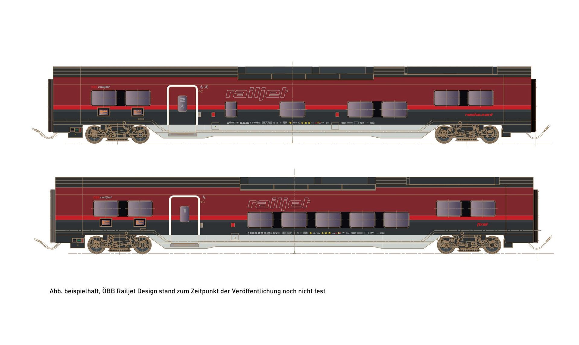 Hobbytrain 25403 - Railjet ÖBB Ep.VI DANI 2-tlg. Speisewagen + 1. Kl. Wagen N 1:160 Hobbytrain 25403 - Railjet ÖBB Ep.VI DANI 2-tlg. Speisewagen + 1. Kl. Wagen N 1:160