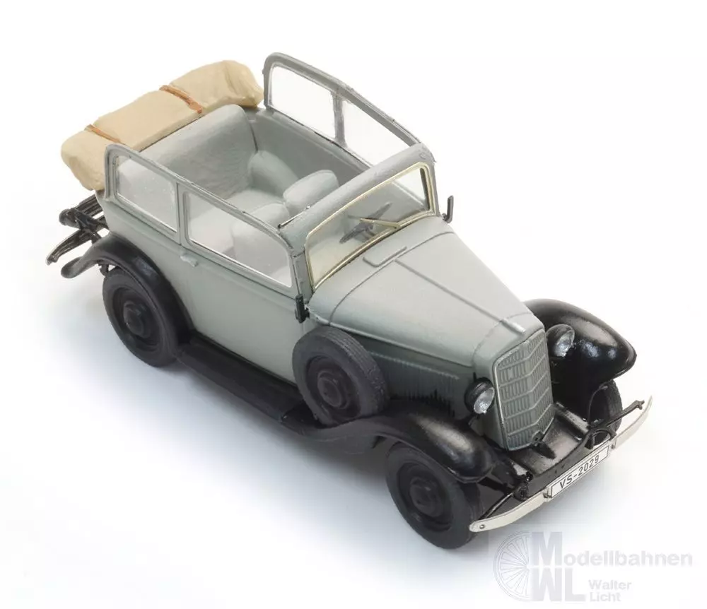 ARTITEC b.v. 387.647 - Opel P4 Dach offen grau Fertigmodell H0 1:87
