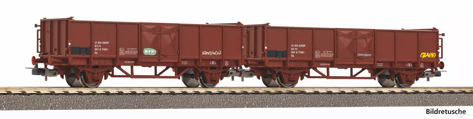 Piko 28327 - Güterwagen Set FS Ep.V 2.tlg. mit Graffiti H0/GL