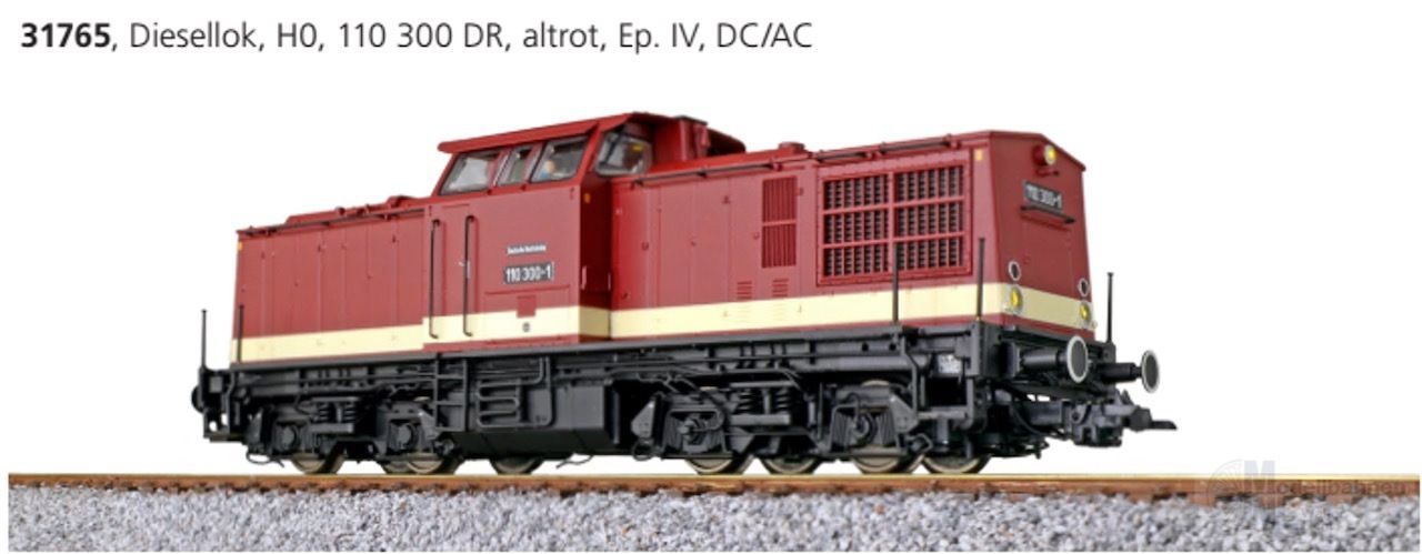 ESU 31765 - Diesellok BR 110 300 DR Ep.IV altrot H0/GL/WS