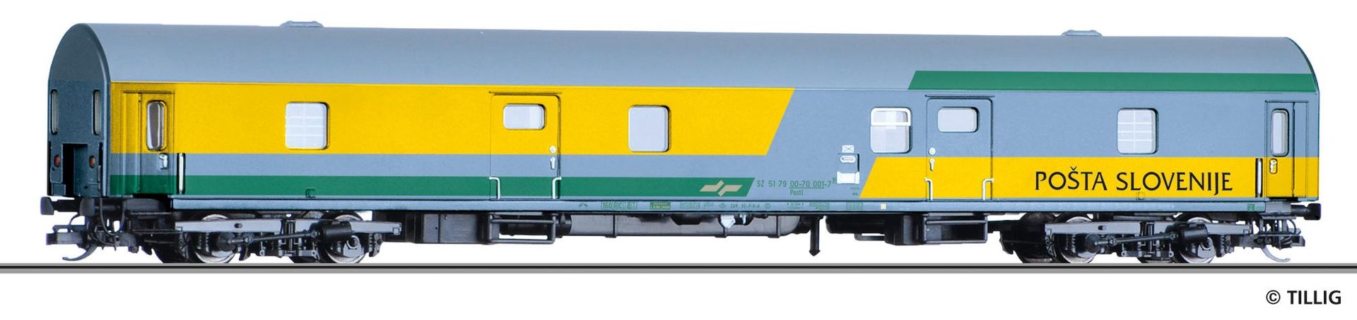 Tillig 16815 - Bahnpostwagen Slovenischen Post Ep.V Posti TT 1:120
