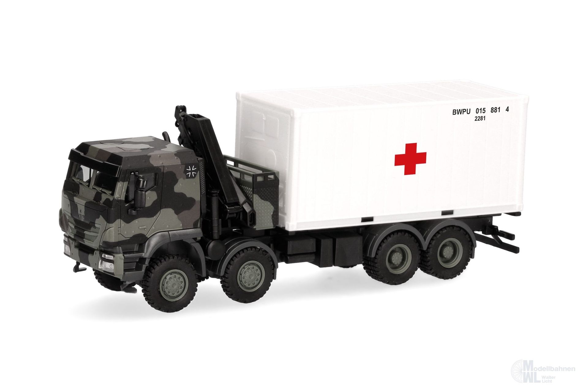 Herpa 747288 - Iveco Trakker 8x8 Ladekran und Container H0 1:87