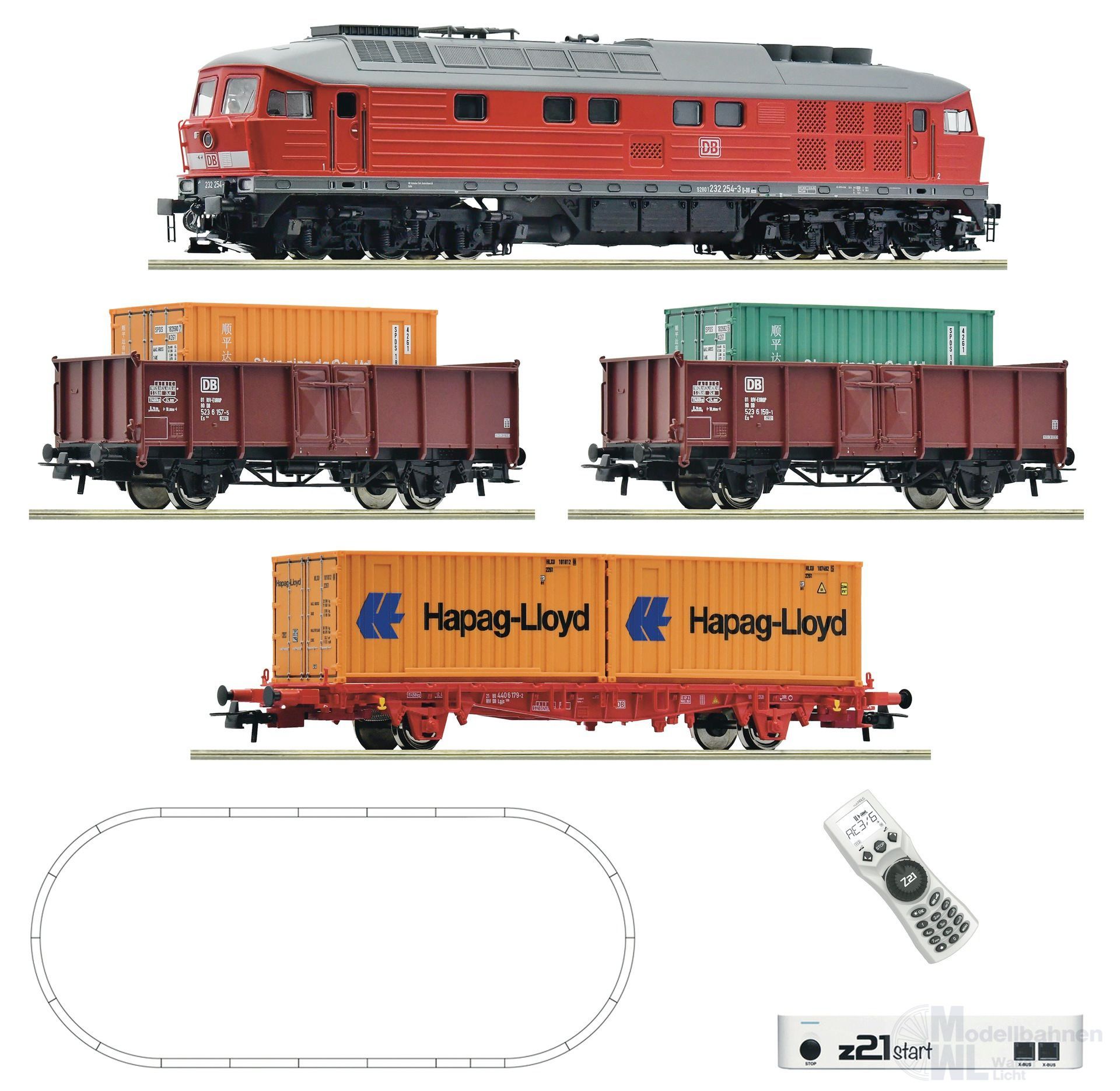 Roco 5110003 - Startset Diesellok BR 232 mit Güterzug H0/GL Digital z21