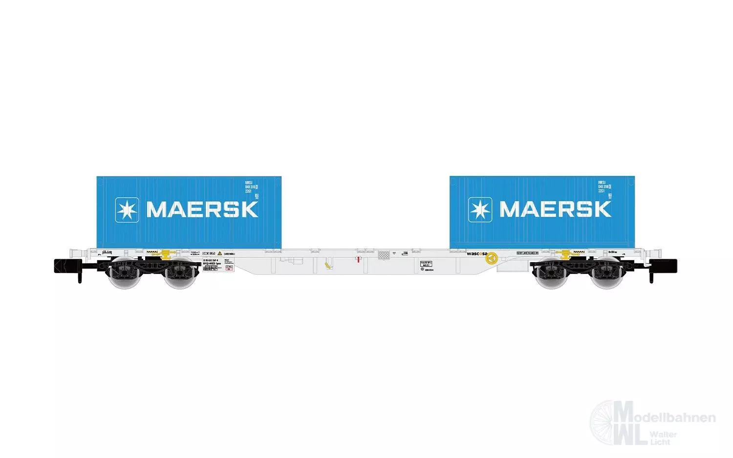 Arnold 6745 - Containertragwagen grau Ep.VI 20 x 20ft Container MAERSk N 1:160