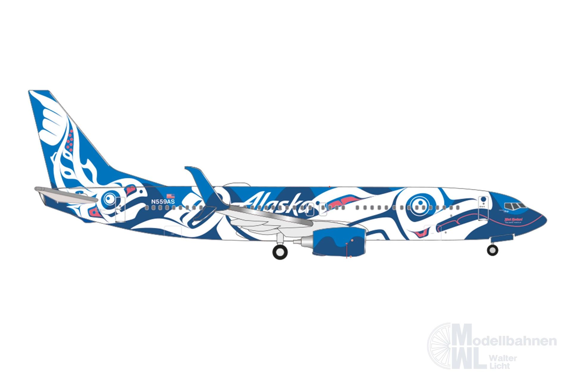 Herpa 537643 - Boeing 737-800 Alaska Xáat Kwáani 1:500