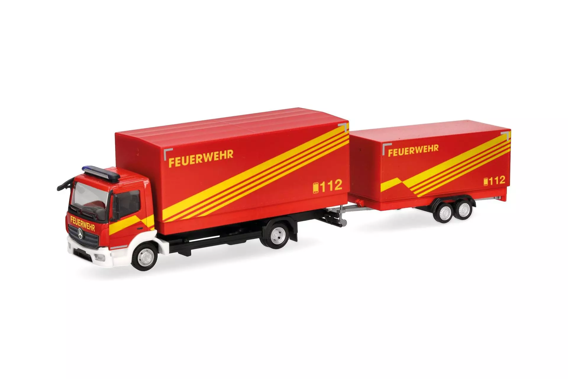Herpa 321266 - Mercedes-Benz Atego `13 Planen-LKW mit Planen-Anhänger Feuerwehr H0 1:87