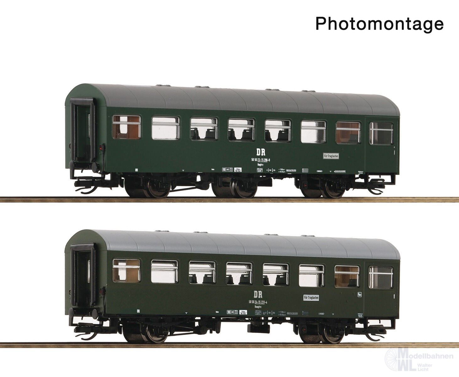 Roco 6280065 - Rekowagen Set DR Ep.IV 2.tlg. 2.Betr.Nr. TT 1:120