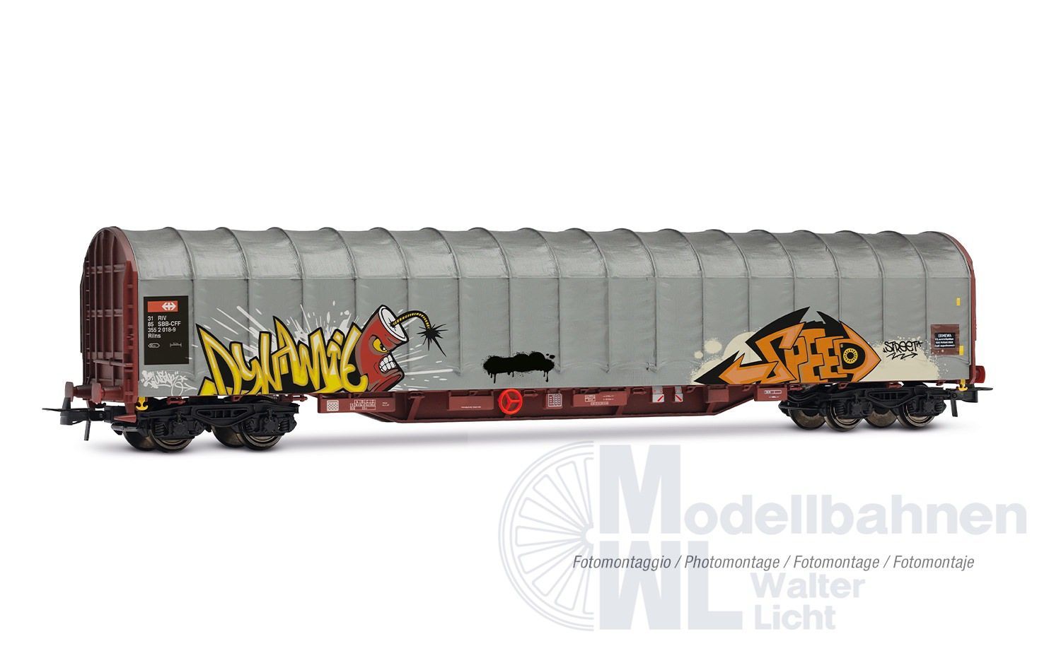 Rivarossi 6681 - Schiebeplanenwagen SBB Ep.VI Graffitti H0/GL