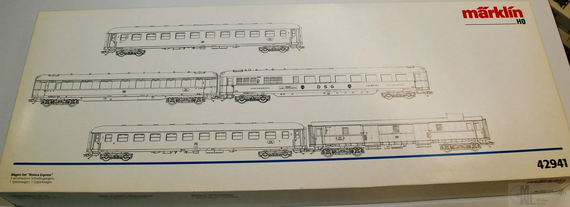 Märklin 42941 - MÄRKLIN - Personenwagen Set DB/FS Ep.III Riviera Express 5.tlg. H0/WS
