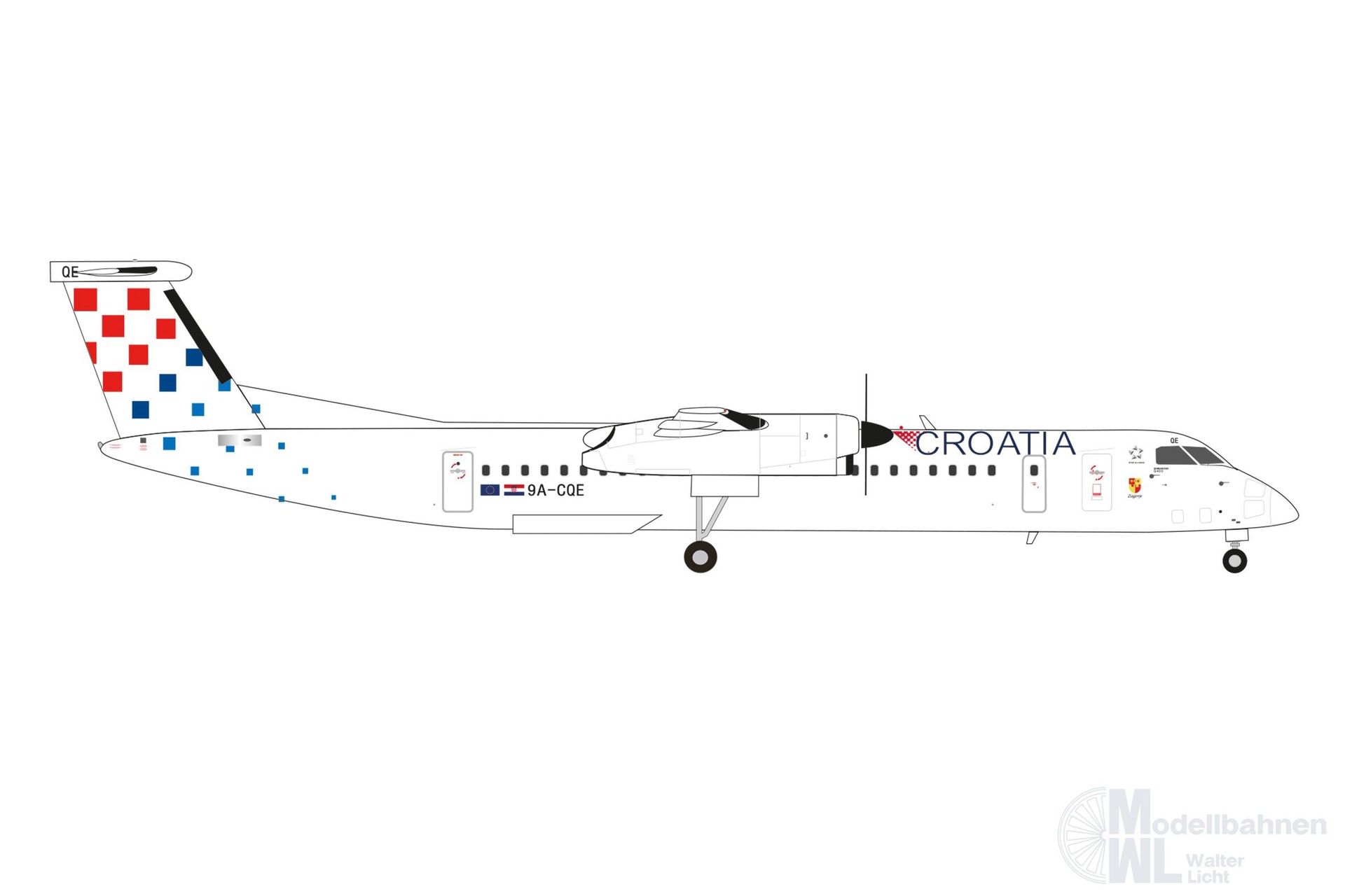 Herpa 573108 - Bombardier Q400 Croatia Airlines 1:200 Herpa 573108 - Bombardier Q400 Croatia Airlines 1:200