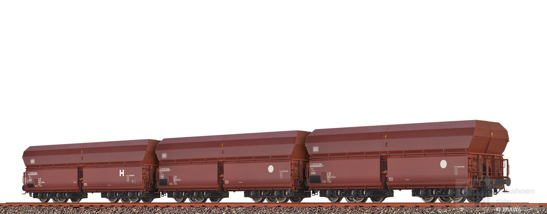 Brawa 50878 - Schüttgutwagen Set DB Ep.IV 3 tlg. H0/GL Brawa 50878 - Schüttgutwagen Set DB Ep.IV 3 tlg. H0/GL