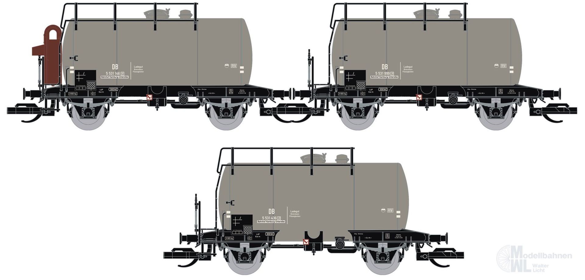 Saxonia Modellbau 120151 - Kesselwagen Set DB Ep.III Typ Deutz 3.tlg. TT 1:120