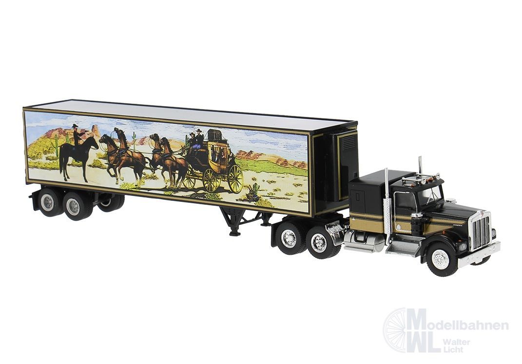 Brekina 86255 - Kenworth W900 Koffersattelzug schwarz H0 1:87