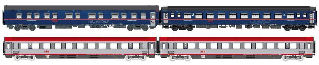 LS Models 97033AC - Nachtzugwagen Set ÖBB Nightjet Ep.VI 4.tlg. Set 1 H0/WS