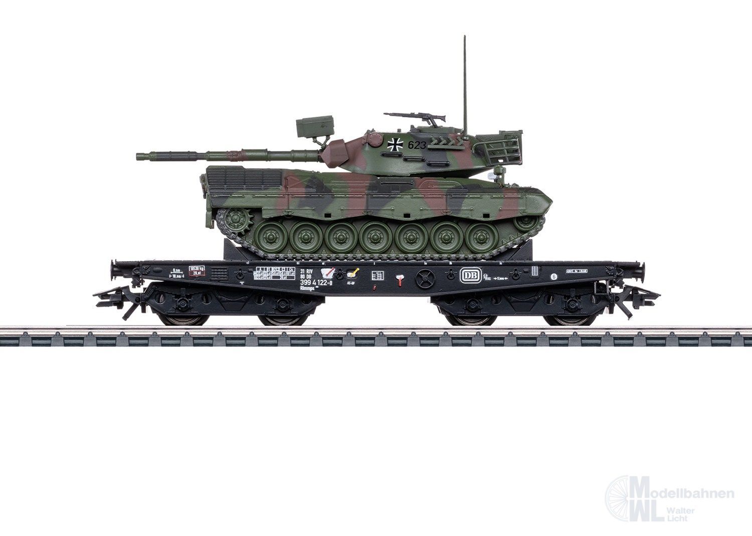 Märklin 48876 - Schwerlastwagen DB Ep.IV Rlmmps mit BW Leo 1A1 H0/WS Märklin 48876 - Schwerlastwagen DB Ep.IV Rlmmps mit BW Leo 1A1 H0/WS