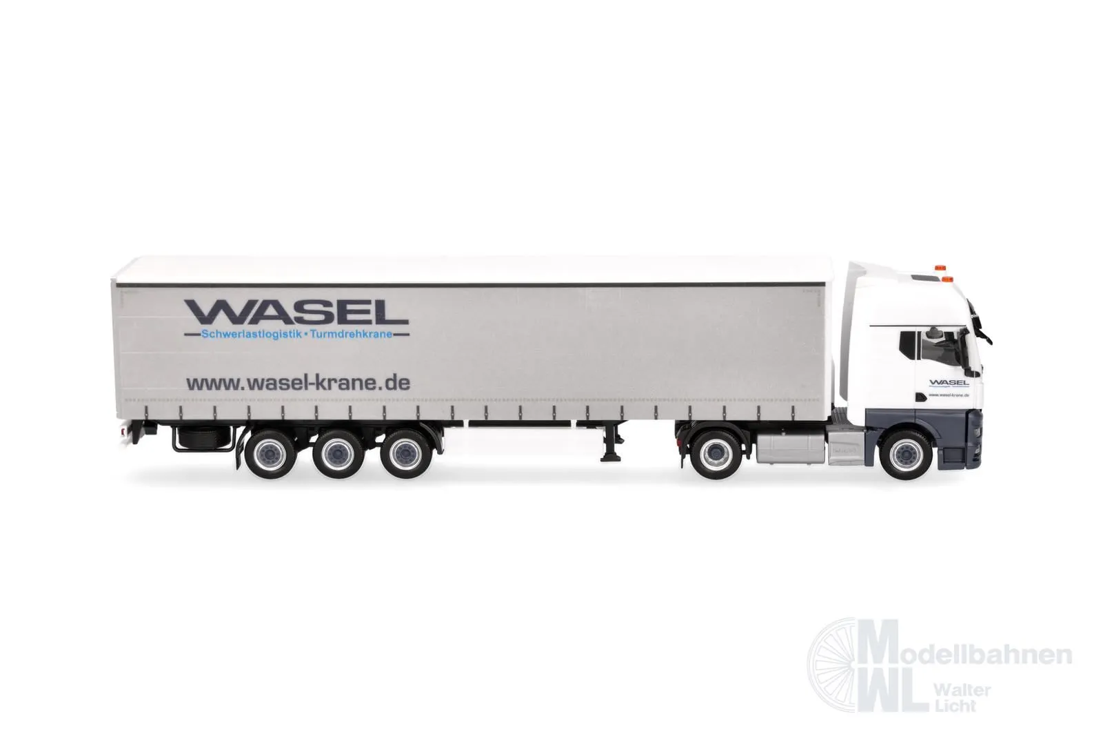 Herpa 321235 - MAN TGX GX Gardinenplanen-Sattelzug Wasel H0 1:87