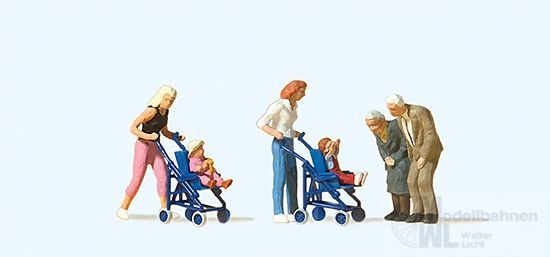 Preiser 10493 - Mütter. Kinder im Kinderwagen H0 1:87