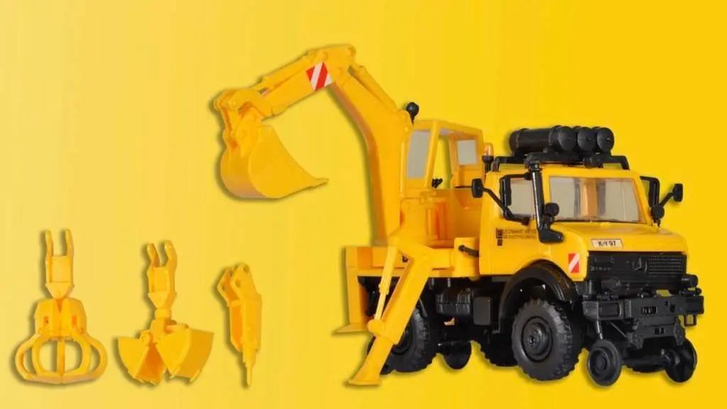 Kibri 16307 - Zweiwege UNIMOG mit Heckbagger H0 1:87