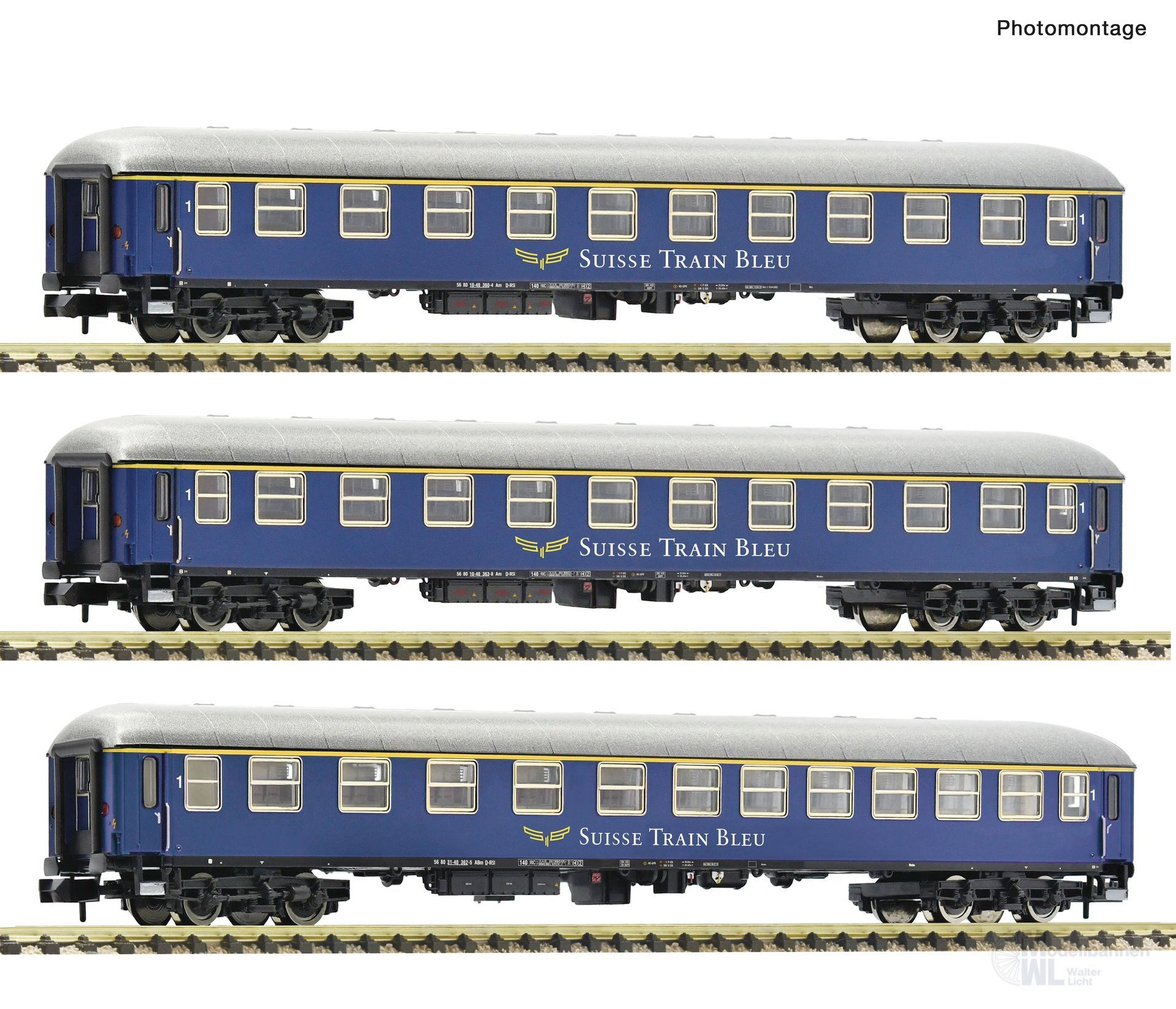 Fleischmann 6260078 - Schnellzugwagen Set Suisse Train Bleu Ep.VI 3.tlg. Set 1 N 1:160