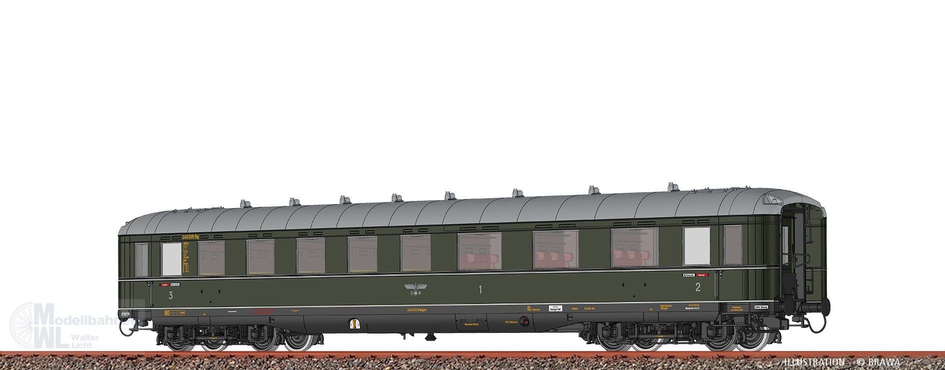 Brawa 51034 - Schürzenwagen DRG Ep.II ABC4i 240 035 Stg H0/WS DIGITAL EXTRA