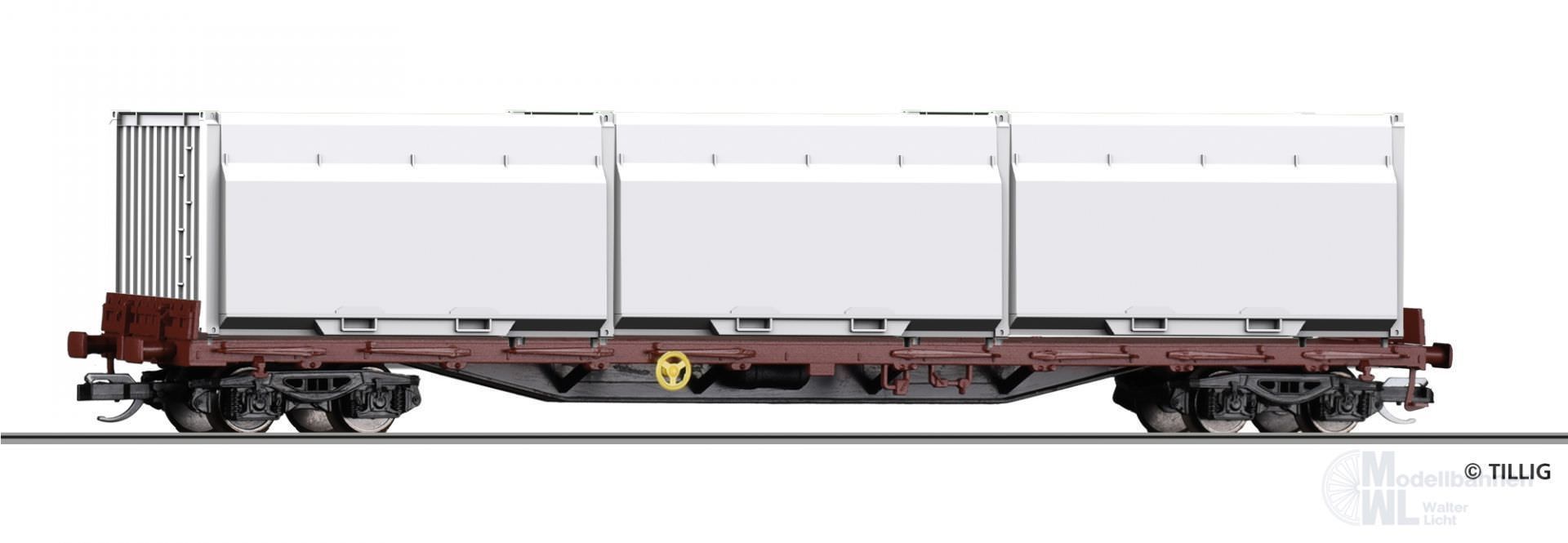 Tillig 18137 - Containertragwagen DB Ep.V Innofreight WoodTainer TT 1:120