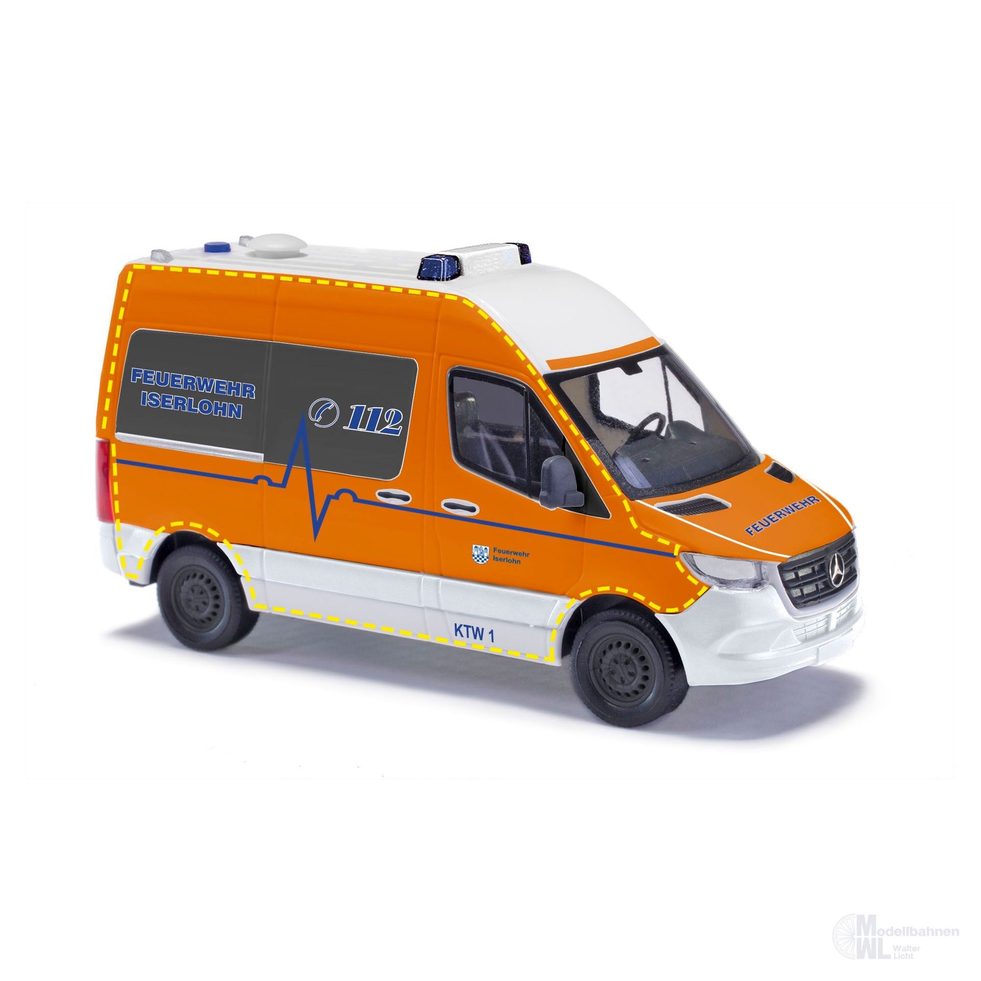 Busch 54061 - Mercedes-Benz Sprinter kurz Feuerwehr Iserlohn Baujahr 2018 H0 1:87