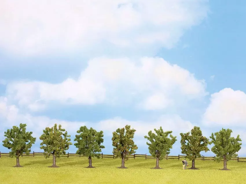 Noch 25090 - Obstbäume grün, 7 Stück, ca. 8 cm hoch H0/TT/N/Z