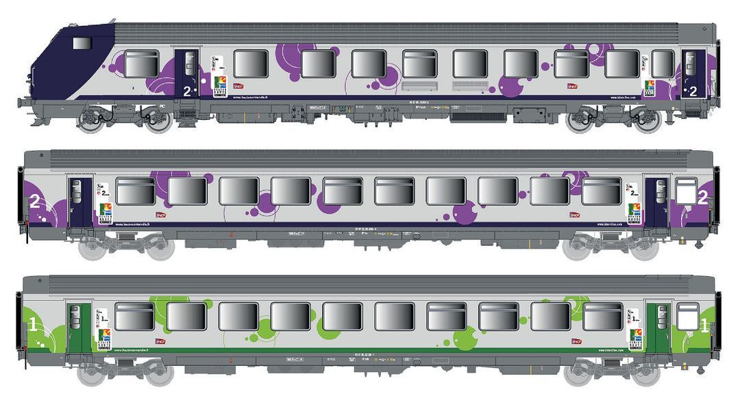 LS Models 41251AC - Personenwagen VU+VTU SNCF Ep.VI Normandie 3.tlg. H0/WS