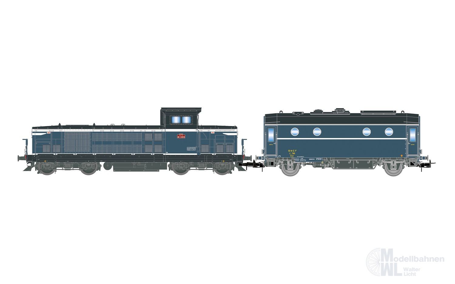 Jouef 2474S - Diesellok BB 66013 SNCF Ep.IV mit Heizkesselwagen Bauart 800 H0/GL Sound