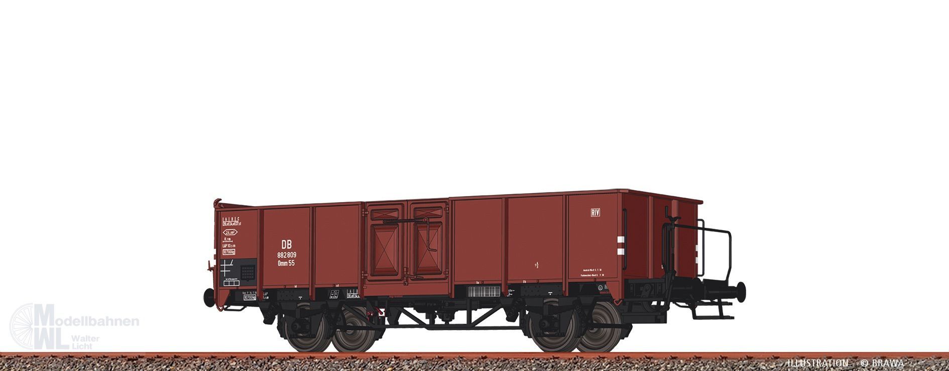 Brawa 50058 - Güterwagen offen DB Ep.III Omm55 H0/GL