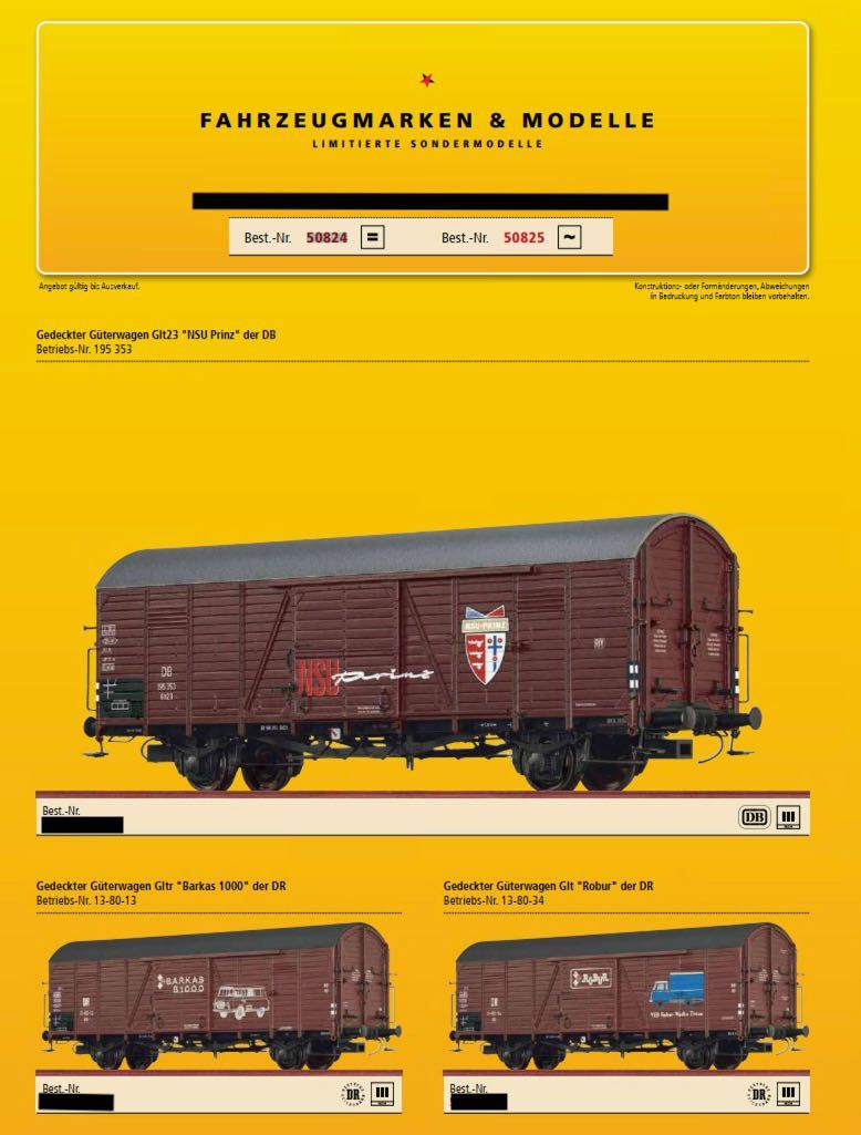 Brawa 50825 - Güterwagen Set Fahrzeugmarken H0/WS KEIN EINZELVERKAUF