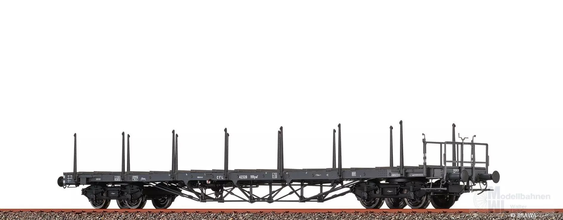Brawa 50655 - Drehgestellflachwagen CFL Ep.III Rrlyw ohne Bremserhaus H0/GL