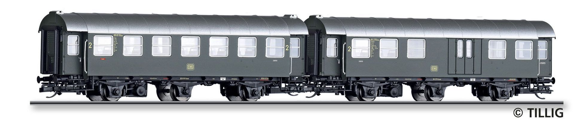 Tillig 01073 - Umbauwagen Paar DB Ep.III 2.tlg. 2.Kl. und 2.Kl./Gepäck TT 1:120 Tillig 01073 - Umbauwagen Paar DB Ep.III 2.tlg. 2.Kl. und 2.Kl./Gepäck TT 1:120