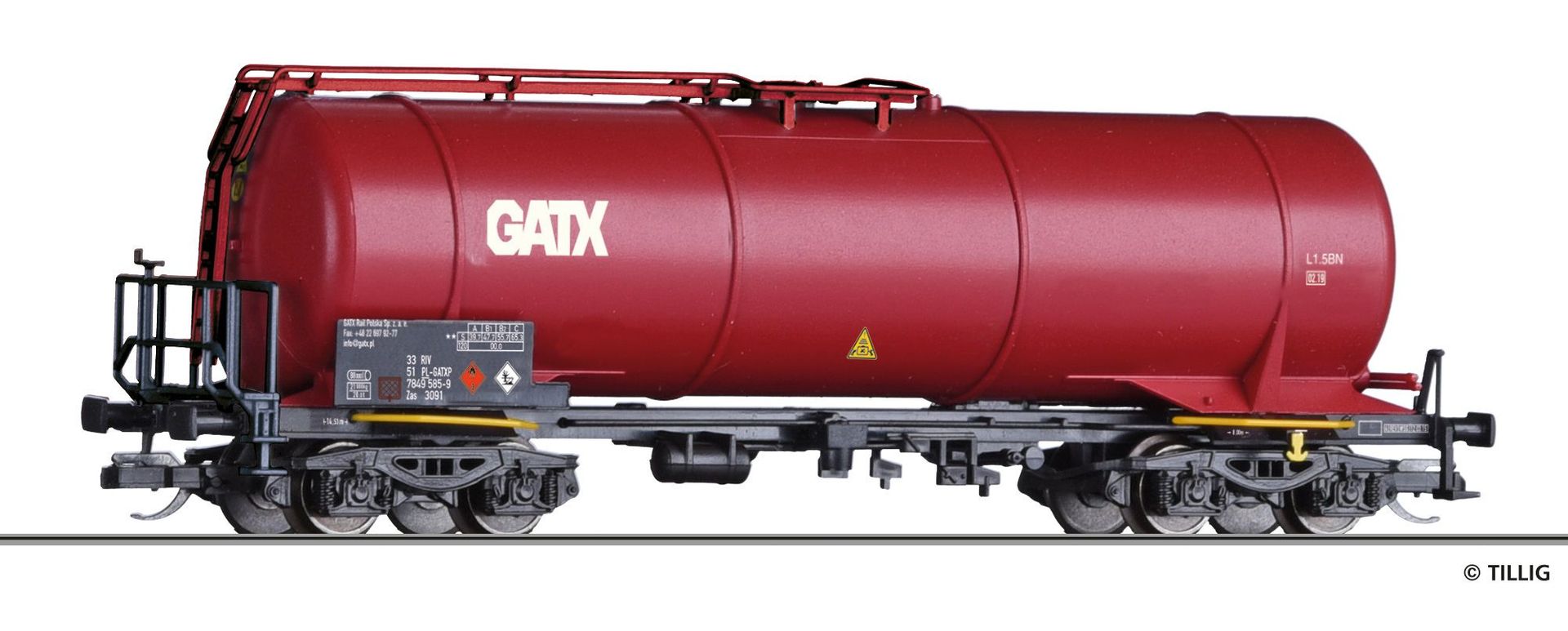 Tillig 18504 - Kesselwagen GATX Rail Polska Ep.VI Zas TT 1:120