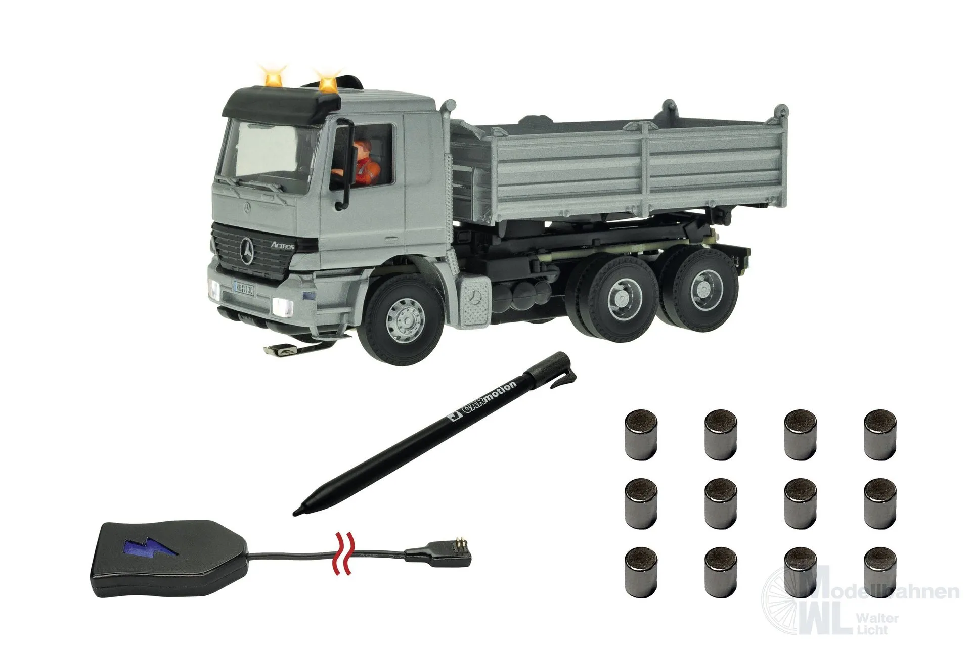 Viessmann 8004 - CarMotion Basis Startset Mercedes_Benz Actros Muldenkipper silber H0 1:87