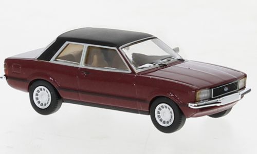 PCX-Models 870658 - Ford Taunus TC2 metallic-dunkelrot/matt-schwarz 1976 H0 1:87