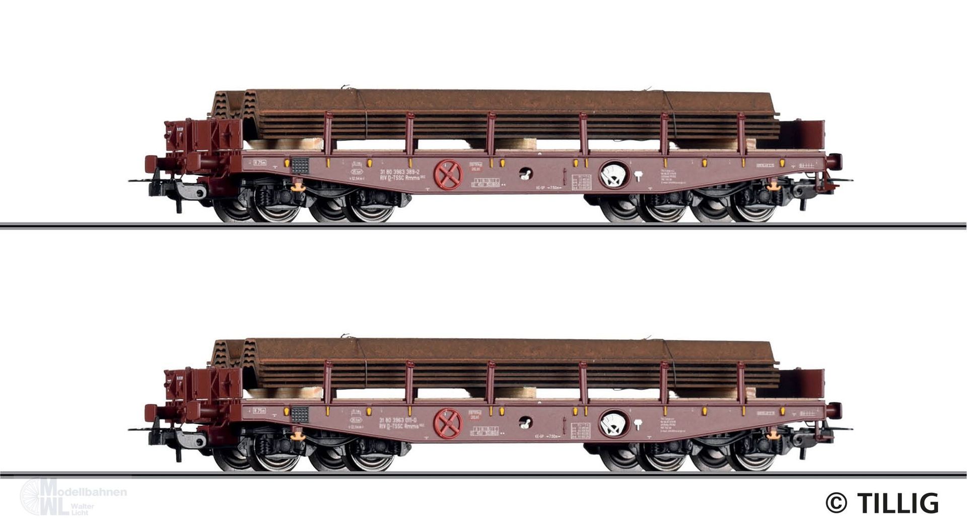 Tillig 70073 - Schwerlastwagen Set TSS Cargo a.s. (CZ) 2.tlg. Rmms 662 beladen mit Spund Tillig 70073 - Schwerlastwagen Set TSS Cargo a.s. (CZ) 2.tlg. Rmms 662 beladen mit Spund
