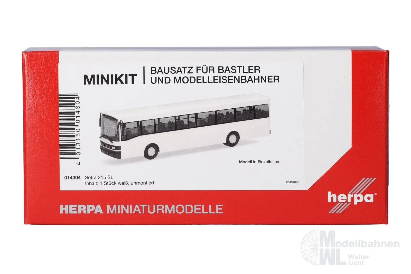 Herpa 014304 - MiKi Setra 215 SL weiß 1 Stück H0 1:87