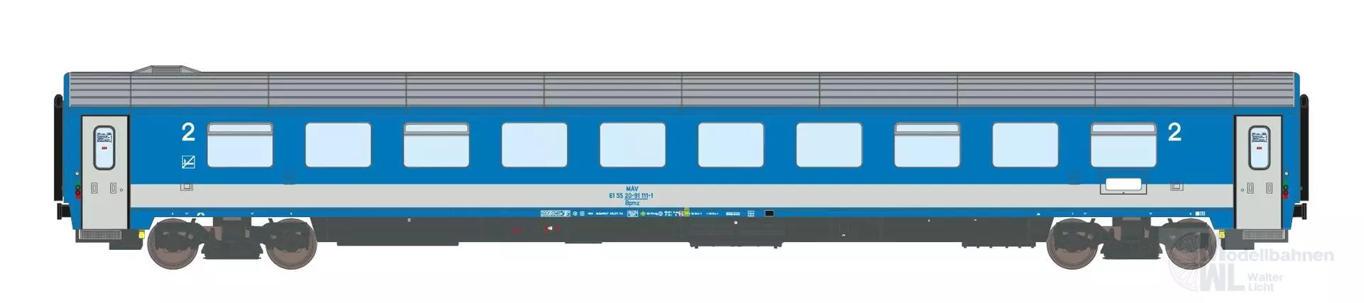 ASM 195573 - Personenwagen MAV Ep.V Bpmz 20-91 2.Kl. EC25/24 3.Betr.Nr. N 1:160