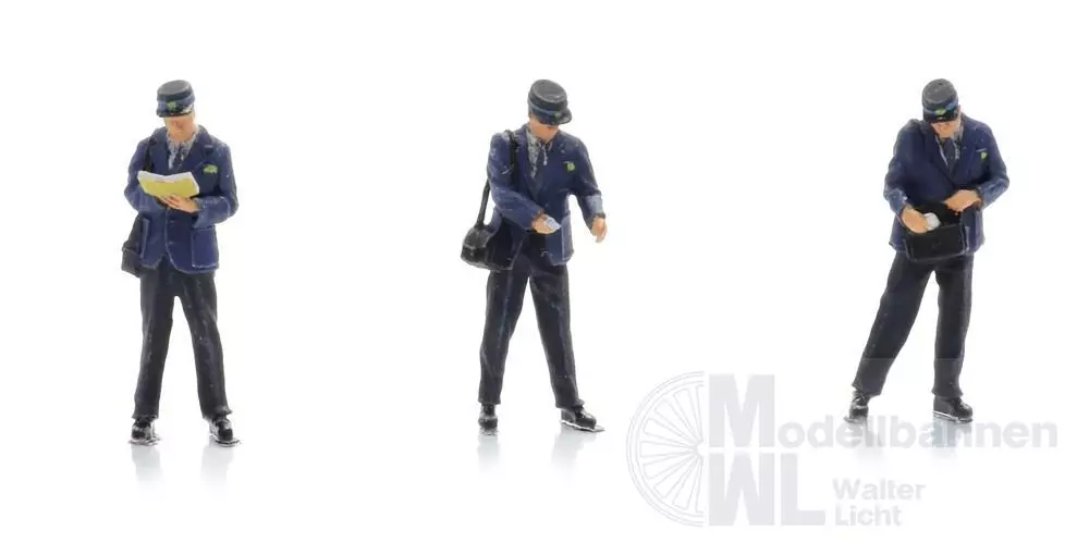ARTITEC b.v. 5870047 - NS Schaffner im Zug 90er Jahre (3x) H0 1:87