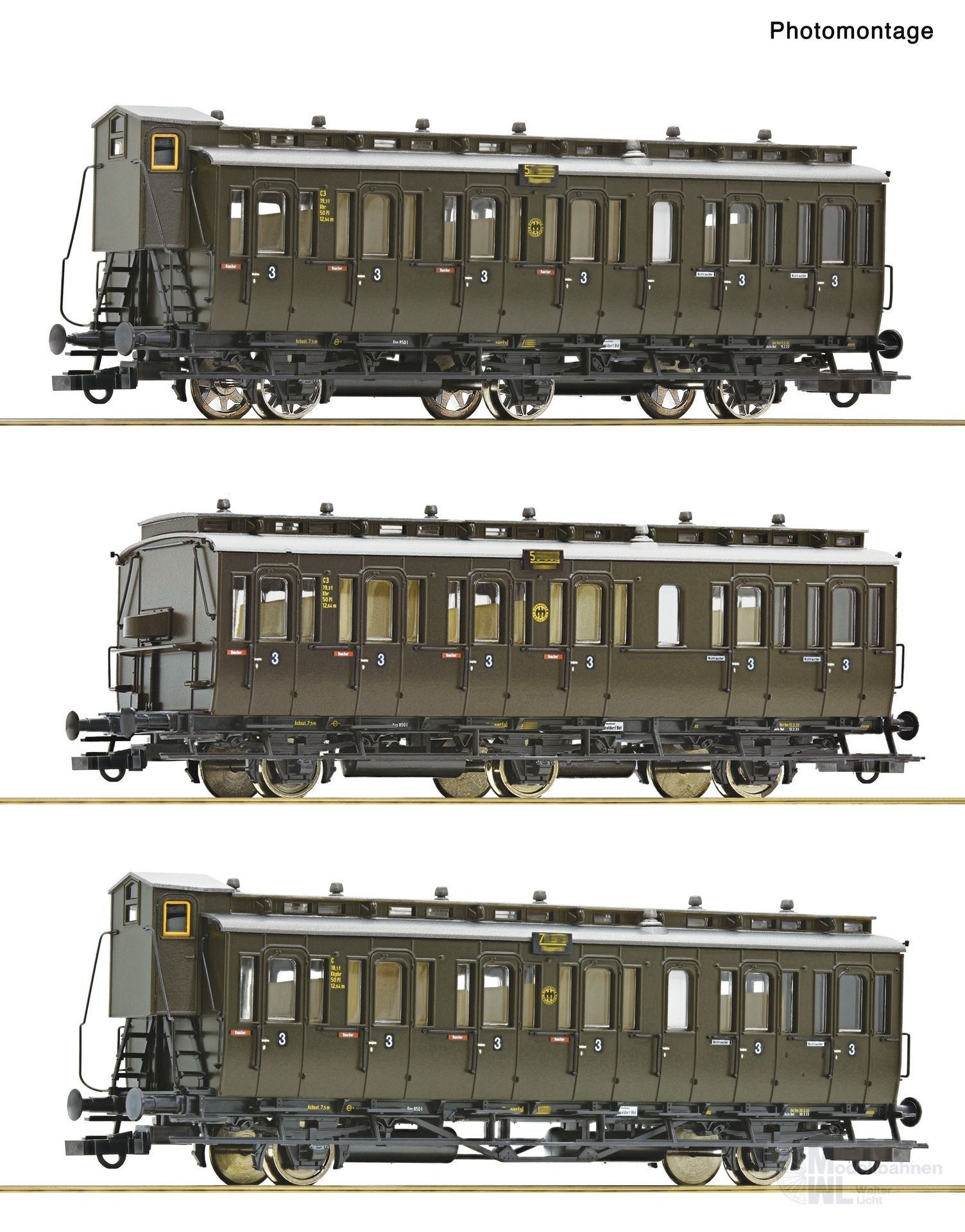 Roco 6200254 - Abteilwagen Set DRG Ep.II 3.tlg. H0/GL