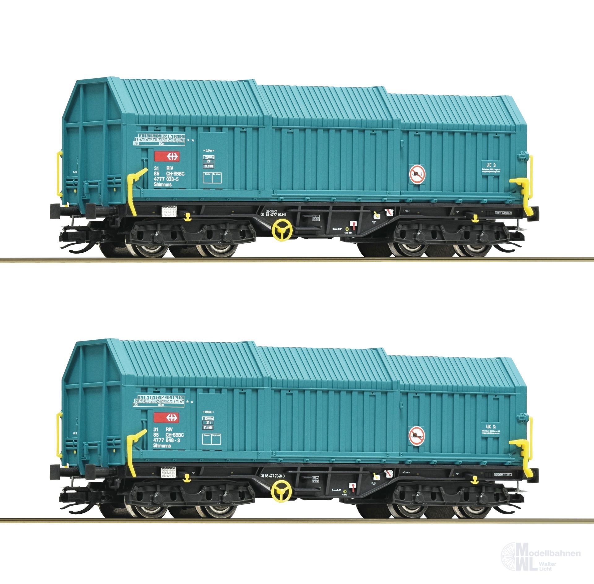 Roco 6680014 - Teleskophaubenwagen Set  SBB Ep.VI 2.tlg. TT 1:120