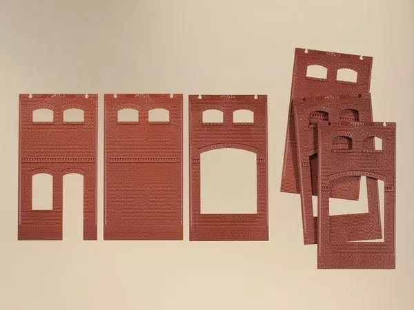 Auhagen 80520 - Wand 2410A, Wände 2410B, Wände 2410D rot H0 1:87