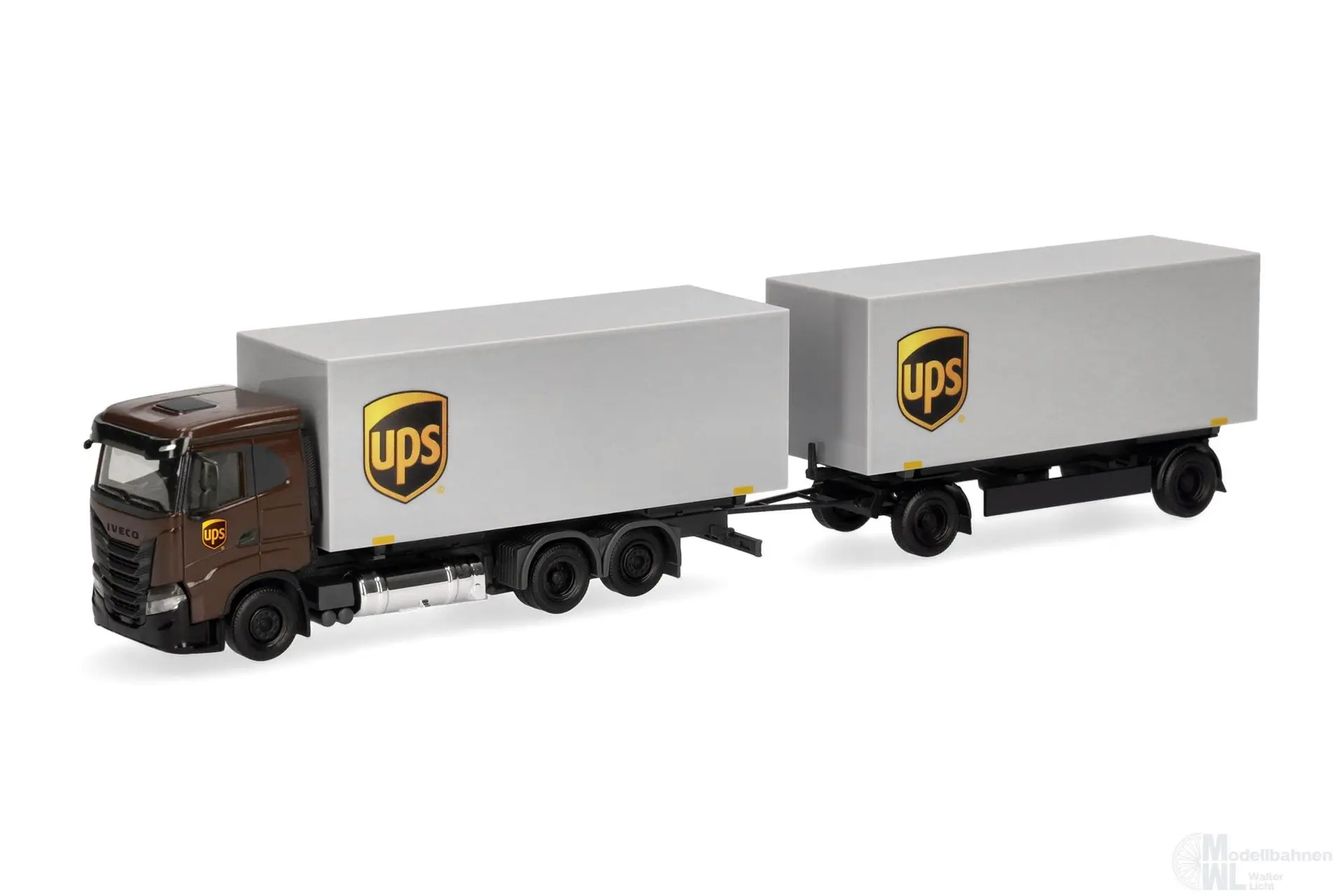 Herpa 321761 - Iveco S-Way FD Wechselkoffer Hängerzug UPS H0 1:87