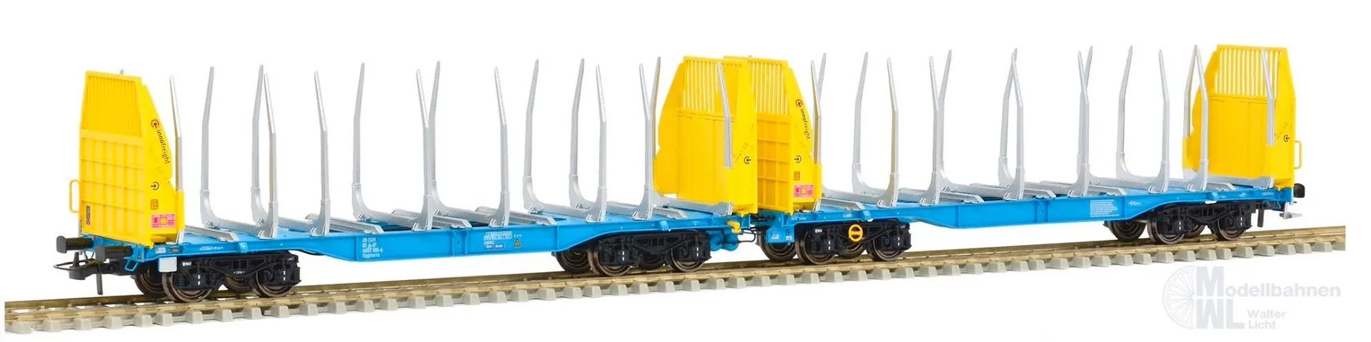 Sudexpress S657105 - Rungenwagen Einheit Innofreight (AT) Ep.VI Smart GigaWood gelb/blau H0/GL