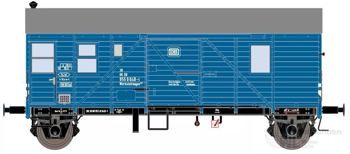 Exact Train 23639 - Werkstattwagen DB Ep.IV Bremen blau Ex Pwgs H0/GL