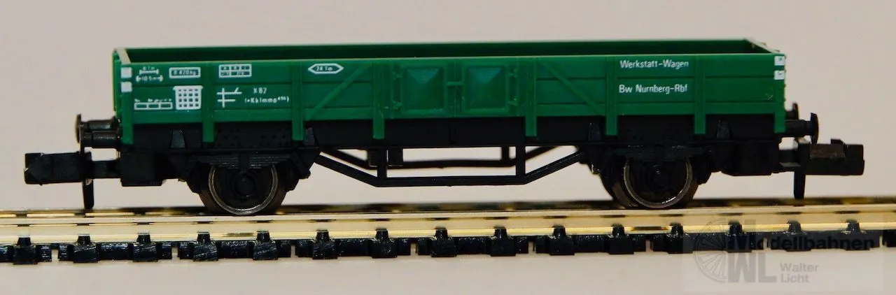 Fleischmann 8201 - FLEISCHMANN - Niederbord-Bahndienstwagen DB Ep.IV grün N 1:160