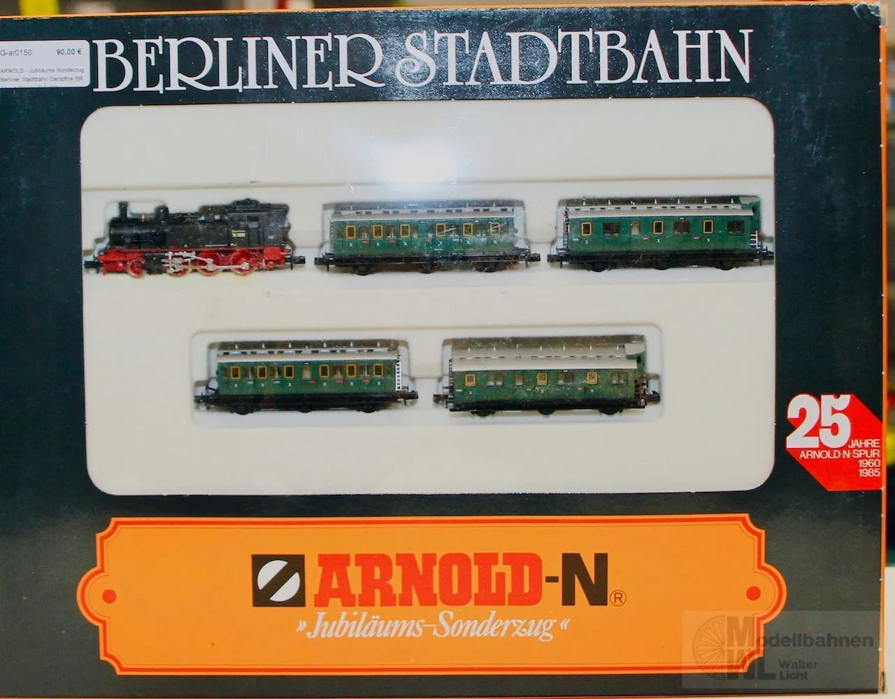 Arnold 0150 - ARNOLD - Jubiläums Sonderzug Berliner Stadtbahn Dampflok BR 74 + 4 Wagen N 1:160