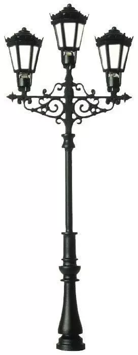 Viessmann 6398 - Gaslaterne dreiflammig, LEDs warmweiß H0 1:87