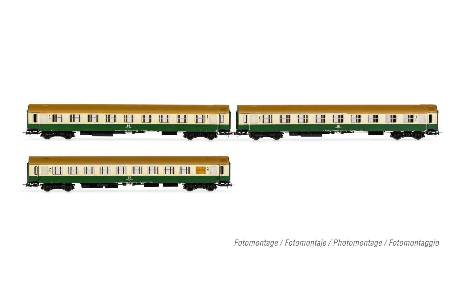 Rivarossi 4344 - Personenwagen Set DR Ep.IV beige/grün 3.tlg. H0/GL
